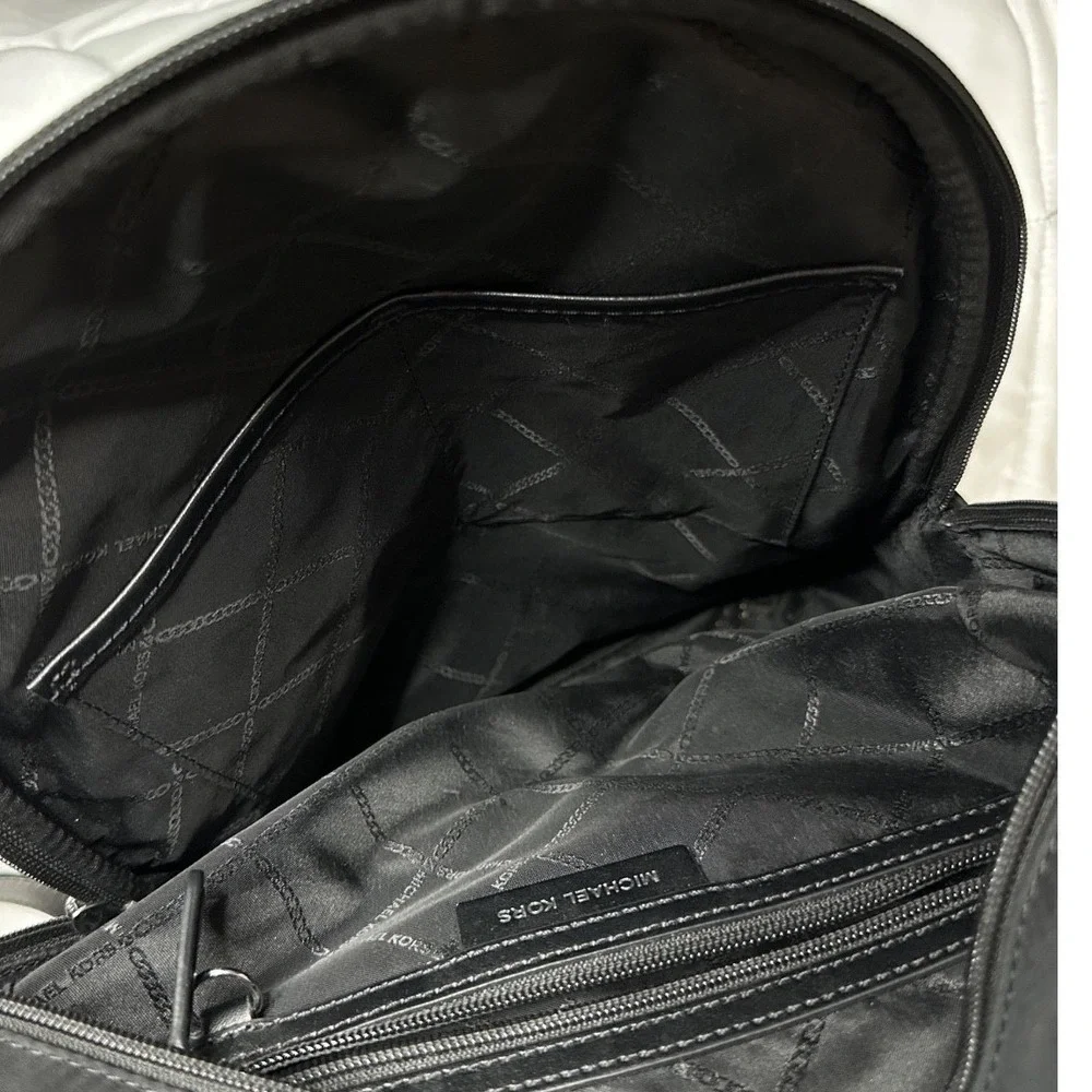 Michael Kors Brooklyn Large Backpack Black/Silver Hardware Chic School‎ MK